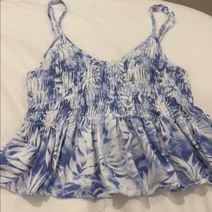 Ocean Drive Blue and White Smocked Camisole